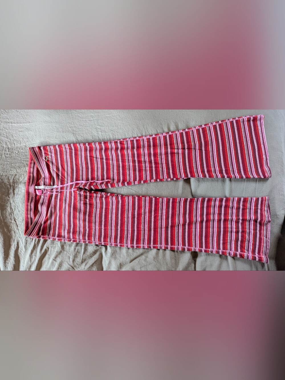 PINK Victoria's Secret Red and Pink Striped Pajama Pants